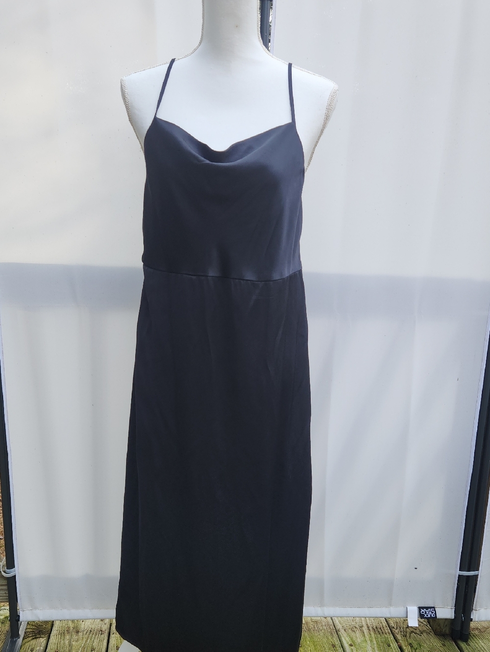 Black Slip Midi Dress with Cowl Neck Black Tie Event